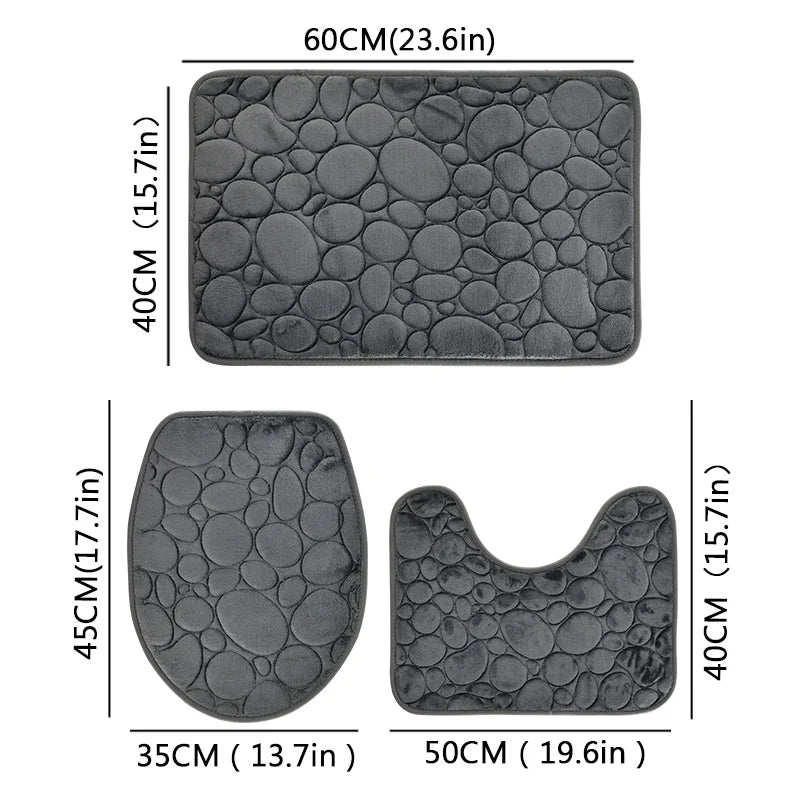 3-piece non-slip bathroom floor mat set.