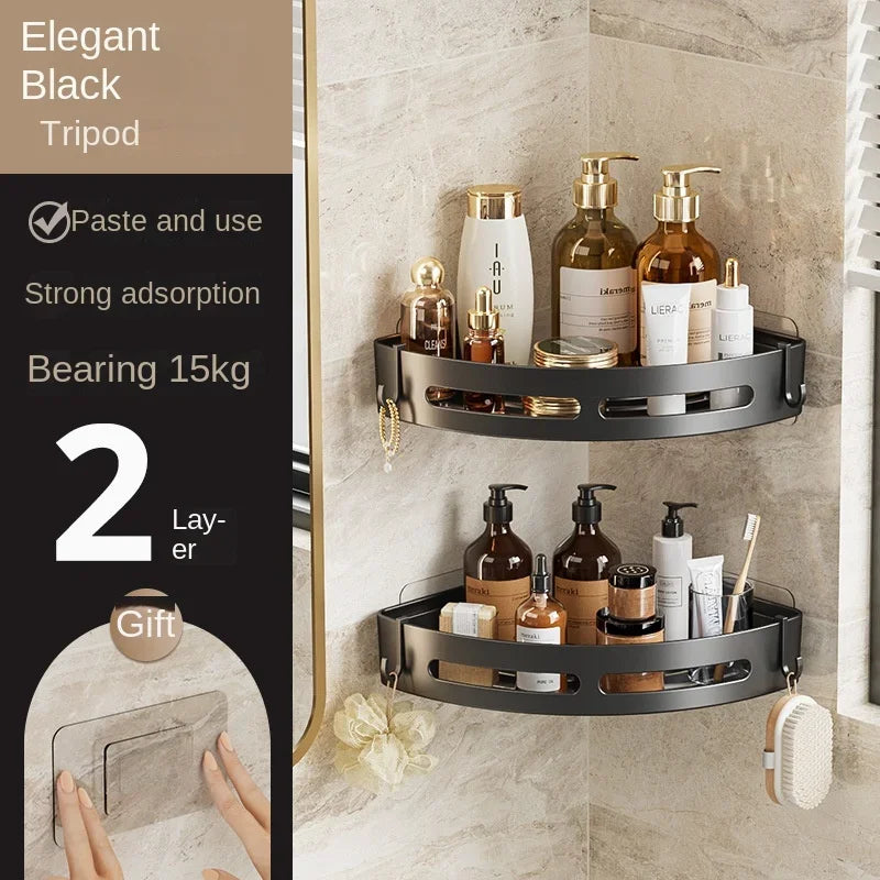 No-drill wall shower shelf.