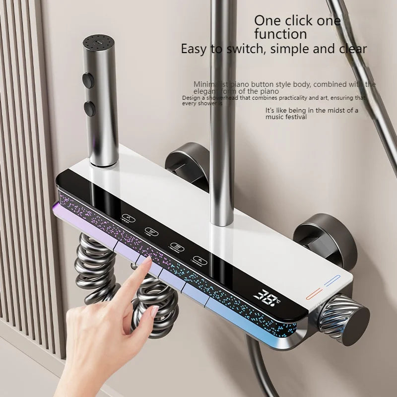 Digital Shower Set — Modern Bathroom System with Starry Sky LED Light & Shower Head.