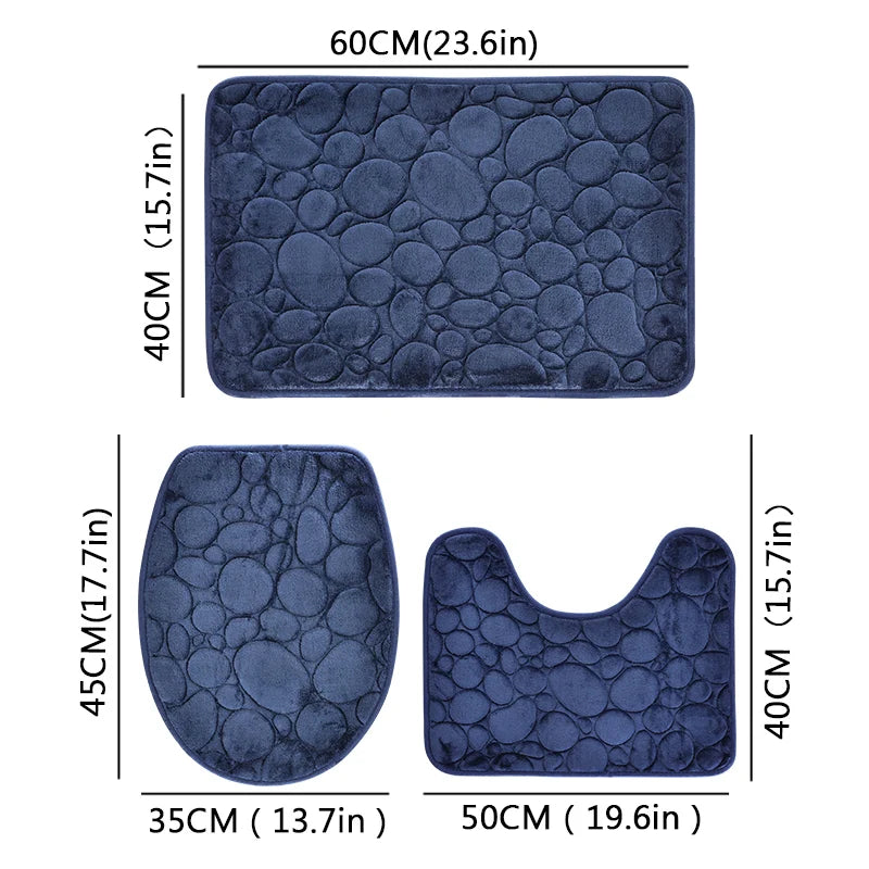 3-piece non-slip bathroom floor mat set.