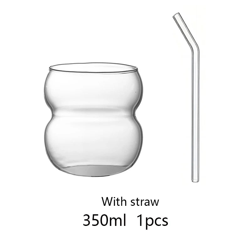 Glass Cup – 350/550 ml, With Straw