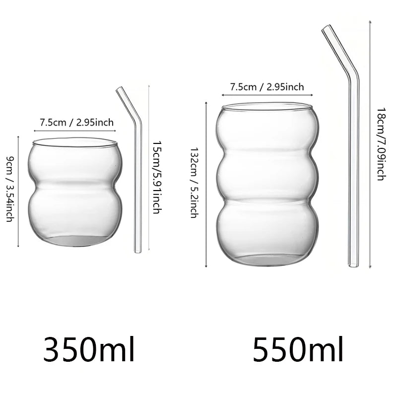 Glass Cup – 350/550 ml, With Straw
