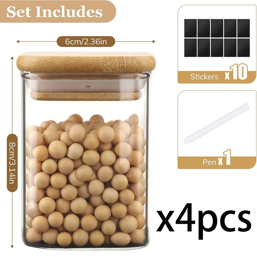 9oz Glass Spice Jars with Bamboo Lids