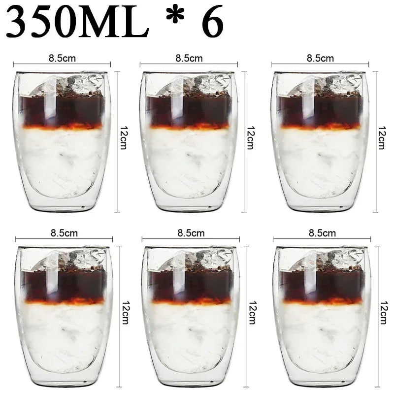 Double-wall glass mugs – heat-resistant. ☕