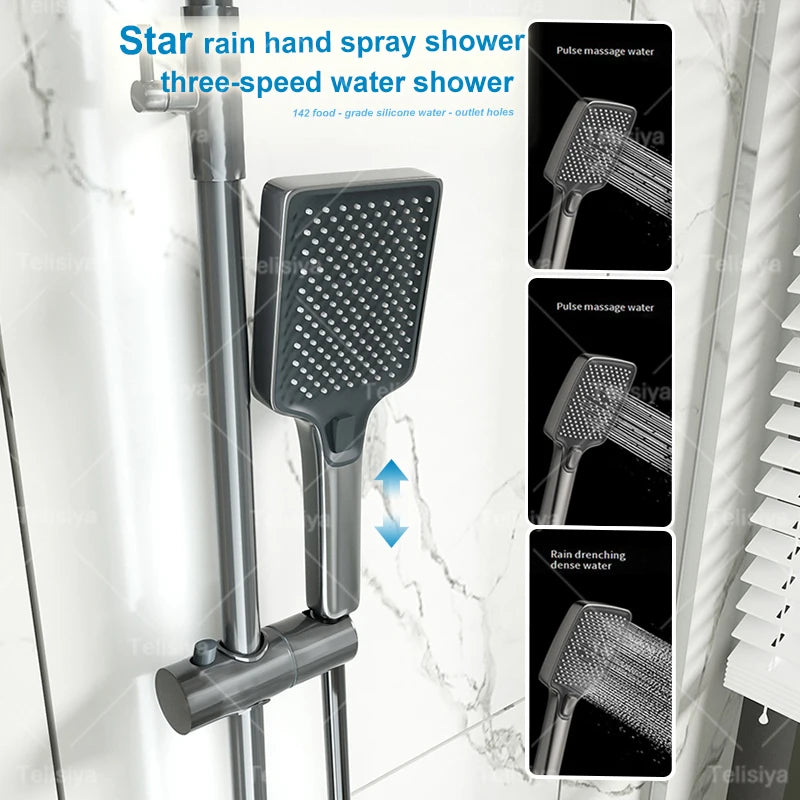 Digital Rain Shower Set — Piano Button with Ambient Light.