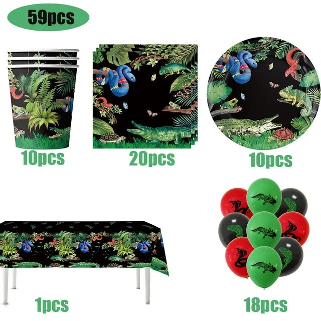 Reptile Party Supplies – Lizard & Snake Theme Tableware Set