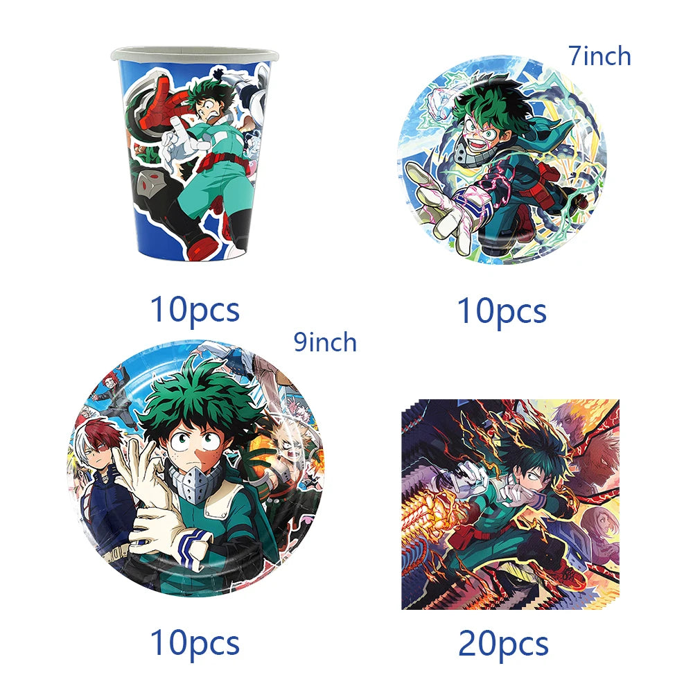 My Hero Academia Birthday Party Kit – Cake Topper & Tableware