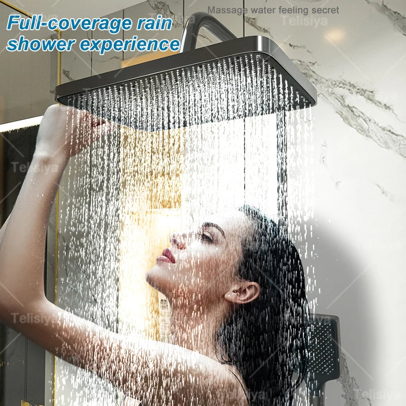 Digital Rain Shower Set — Piano Button with Ambient Light.