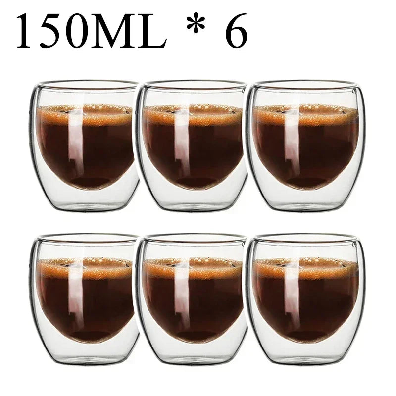 Double-wall glass mugs – heat-resistant. ☕