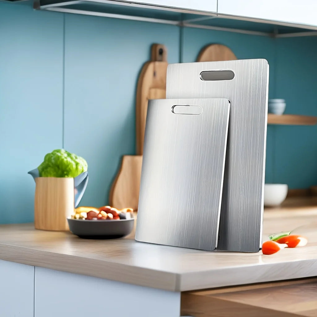 Titanium Stainless Steel Cutting Board – Double-Sided, Food Grade, Thickened
