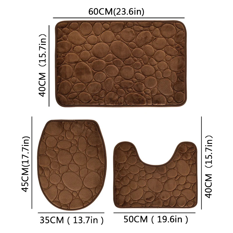 3-piece non-slip bathroom floor mat set.