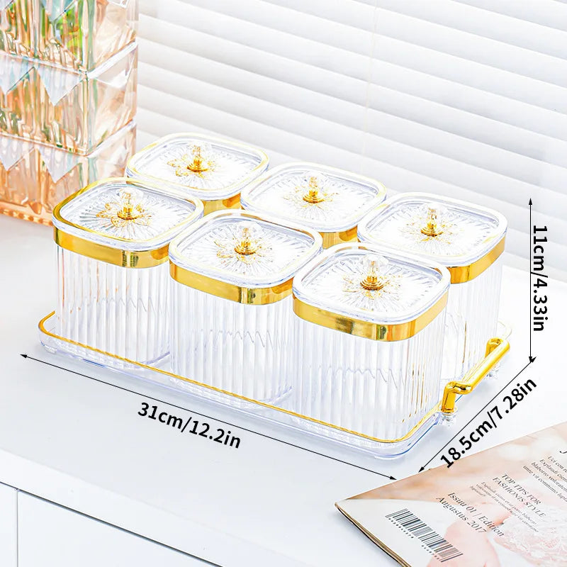 Gold-Plated Transparent Spice Jar Set