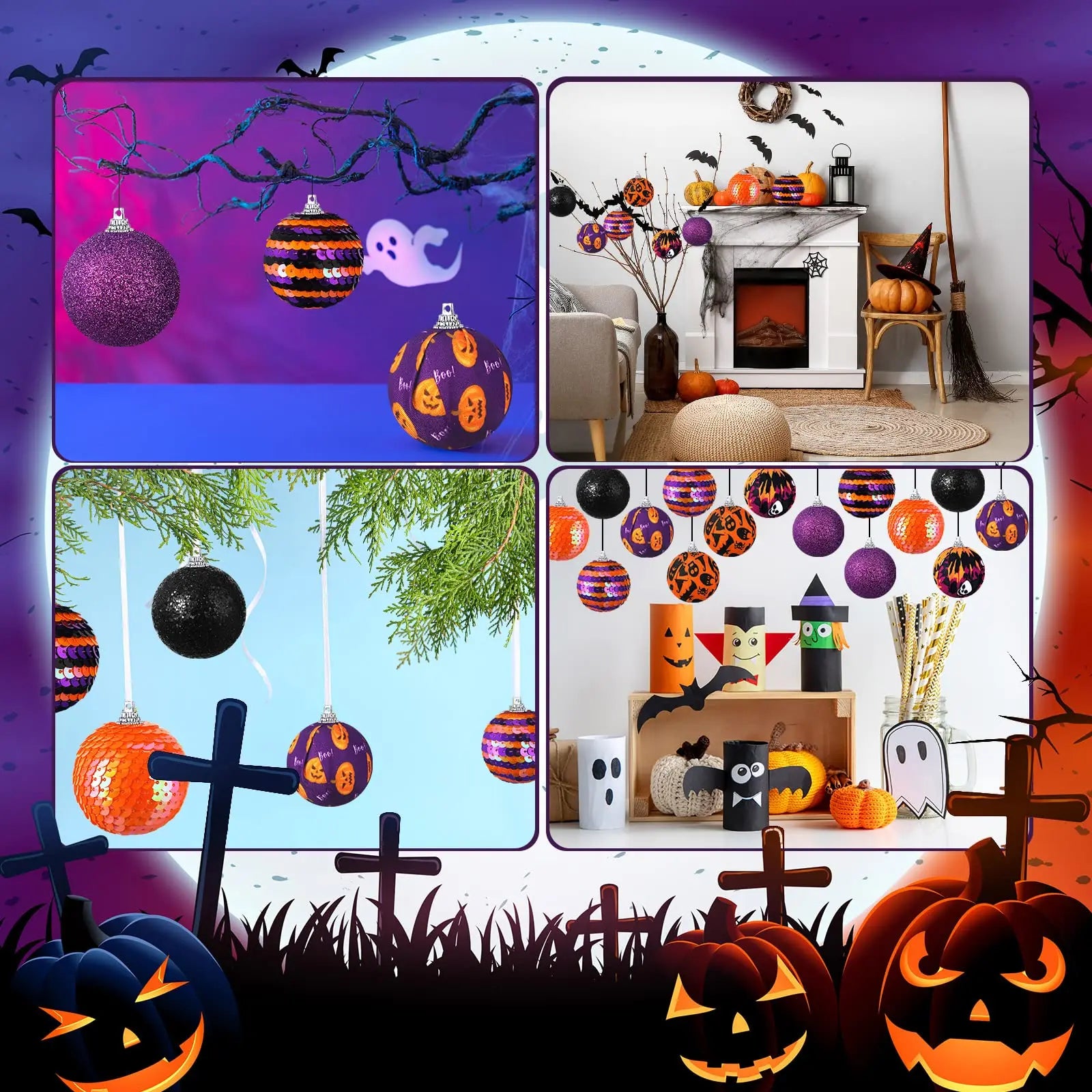 16pcs pumpkin Halloween tree ornaments.