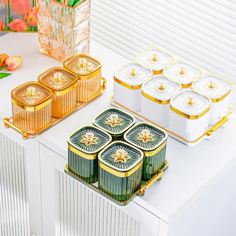 Gold-Plated Transparent Spice Jar Set