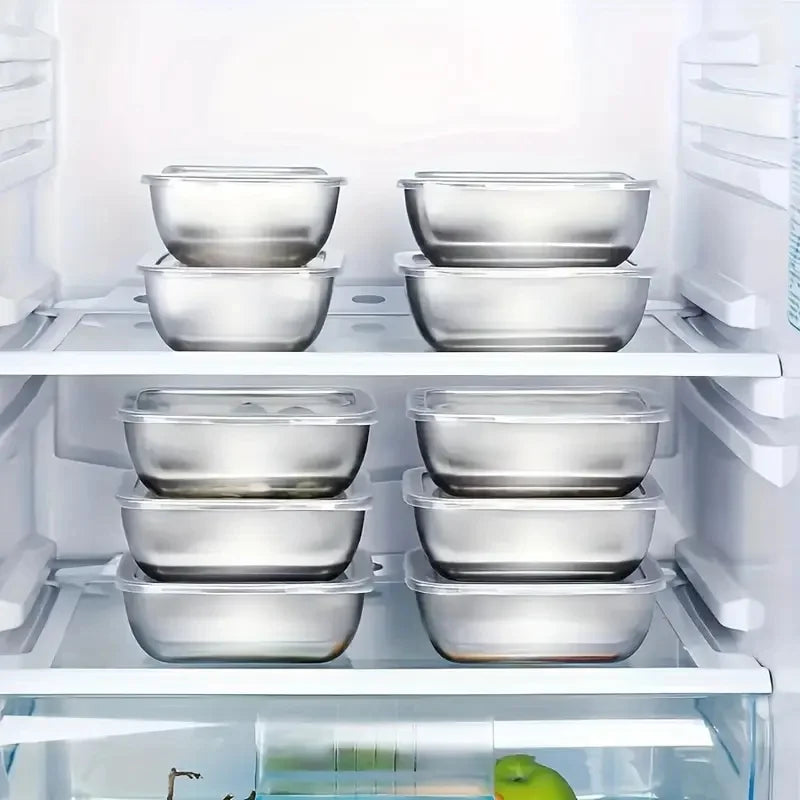 5pcs Stainless Steel Storage BoxeS,Durable, stackable, perfect for meal prep & travel