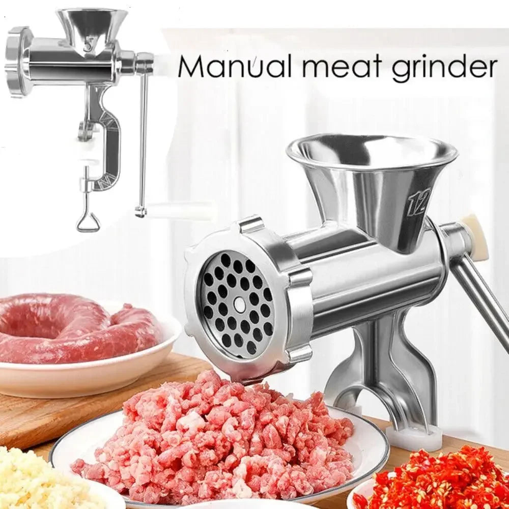 Manual Meat Grinder — Heavy-Duty Kitchen Mincer for Sausage, Pasta, and Vegetables.