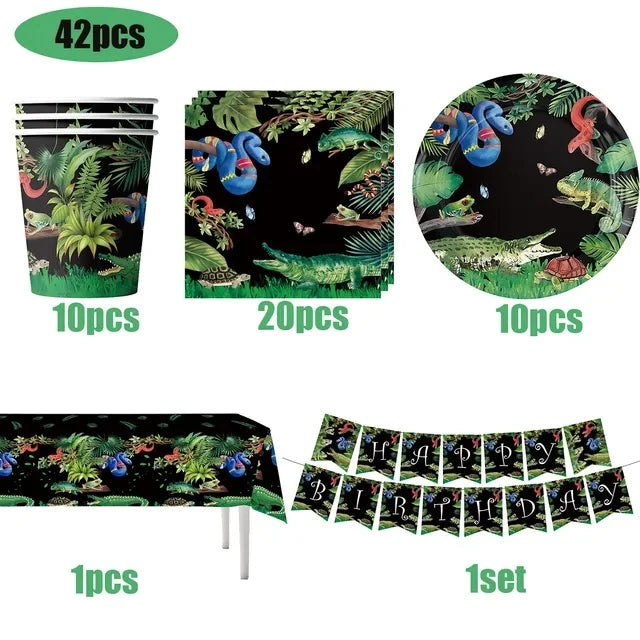 Reptile Party Supplies – Lizard & Snake Theme Tableware Set