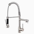 Touchless gold kitchen faucet with pull-out sprayer.
