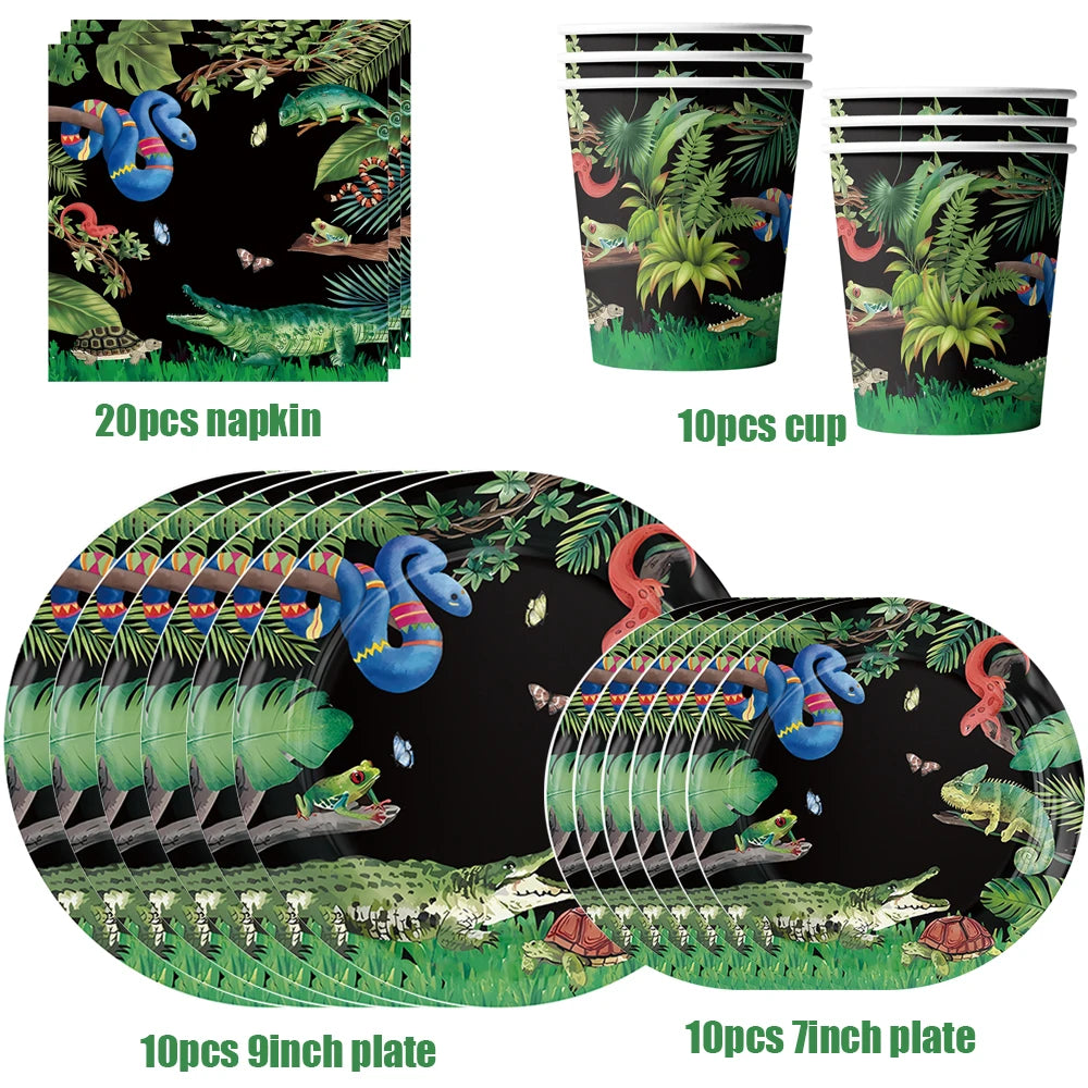 Reptile Party Supplies – Lizard & Snake Theme Tableware Set