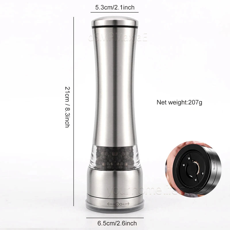 1–2 stainless steel manual pepper grinders for kitchen use.