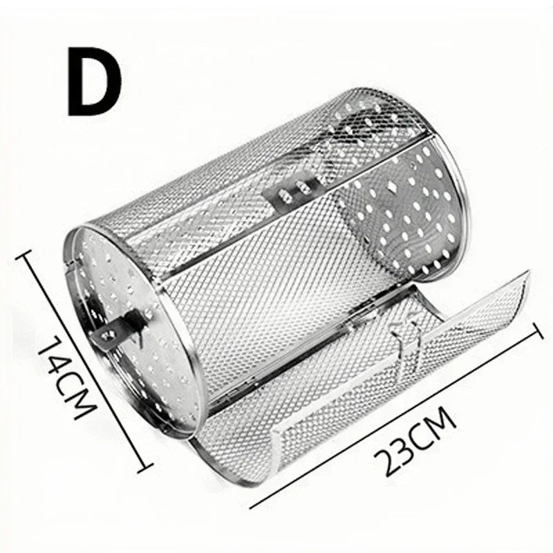 Stainless Steel Rotisserie Basket – Rotary Grill Drum for Nuts, Coffee Beans, BBQ