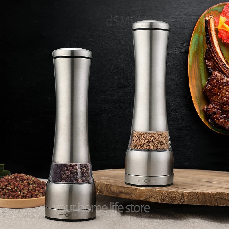 1–2 stainless steel manual pepper grinders for kitchen use.
