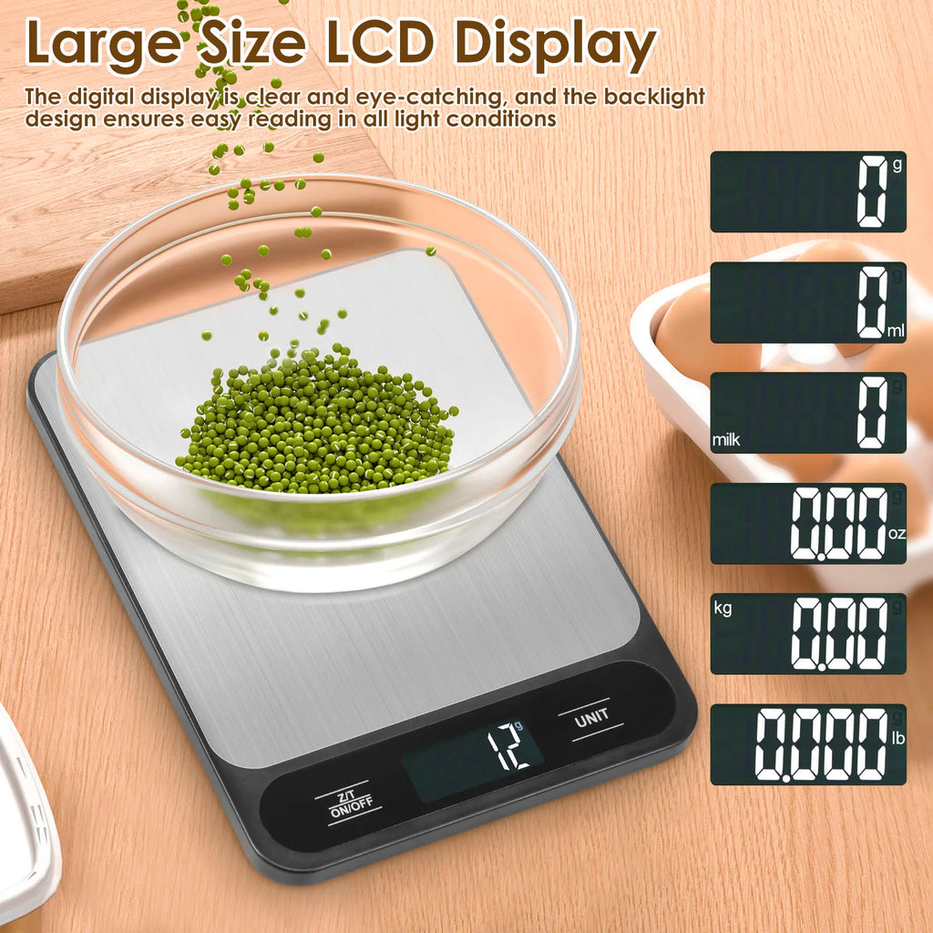 Digital Kitchen Scale — 10kg LCD Food Weighing Scale for Baking & Cooking.