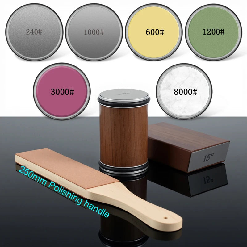 Knife sharpening kit with angles.