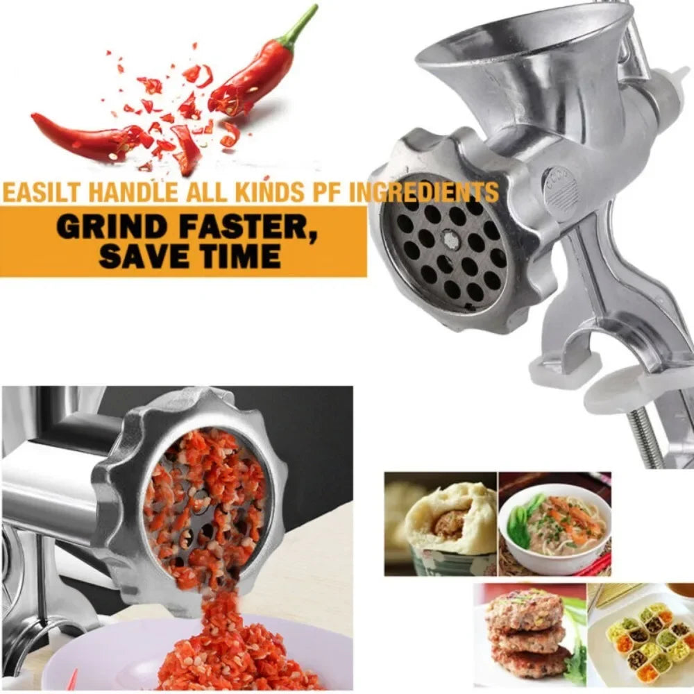Manual Meat Grinder — Heavy-Duty Kitchen Mincer for Sausage, Pasta, and Vegetables.