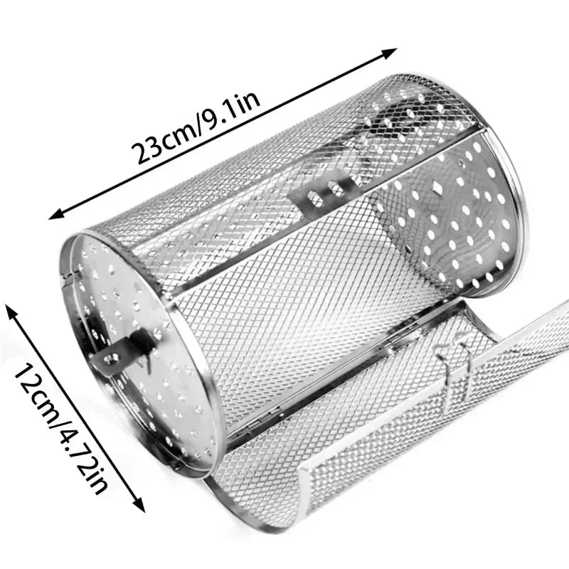 Stainless Steel Rotisserie Basket – Rotary Grill Drum for Nuts, Coffee Beans, BBQ