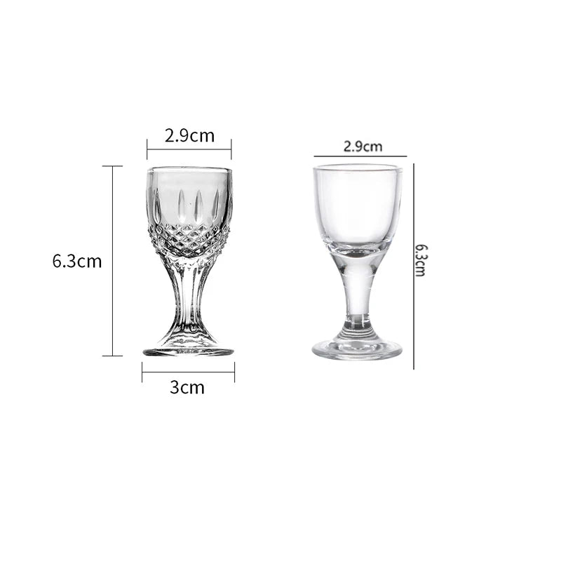 High-footed mini glass goblets – 10–15 ml. 🥃