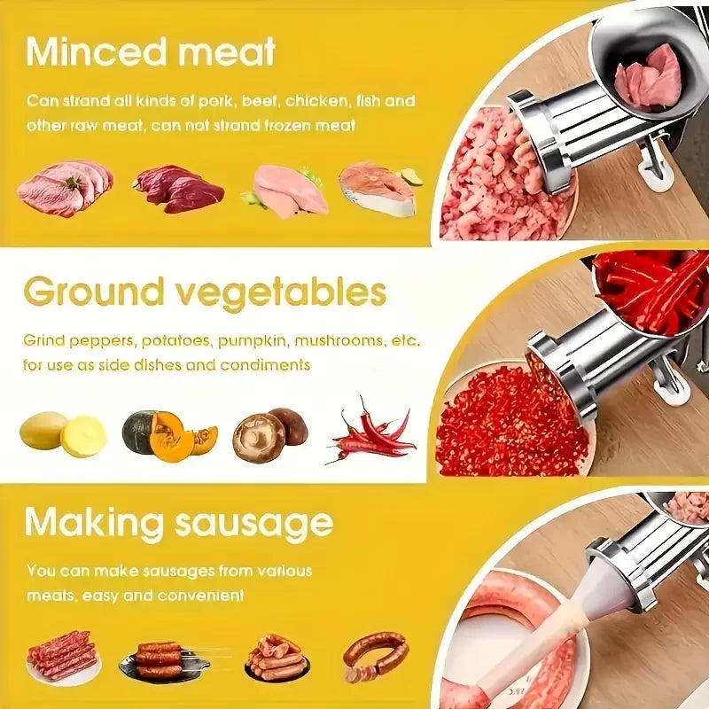 Manual Meat Grinder — Heavy-Duty Kitchen Mincer for Sausage, Pasta, and Vegetables.
