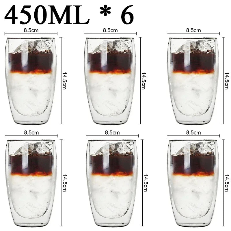 Double-wall glass mugs – heat-resistant. ☕