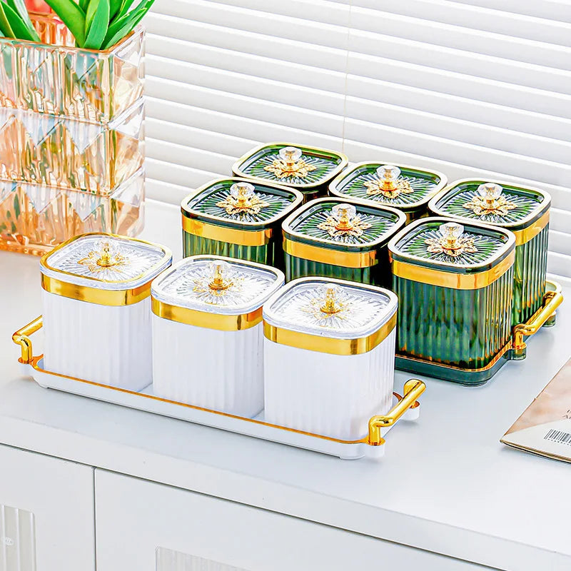 Gold-Plated Transparent Spice Jar Set