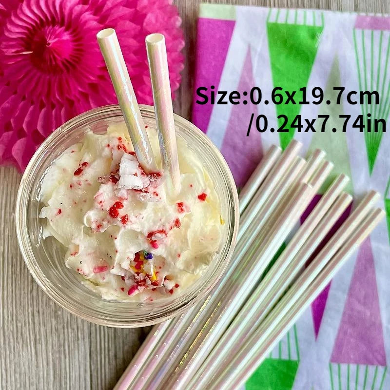 25pcs Biodegradable Party Paper Straws