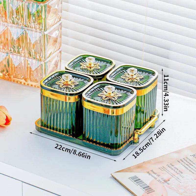 Gold-Plated Transparent Spice Jar Set