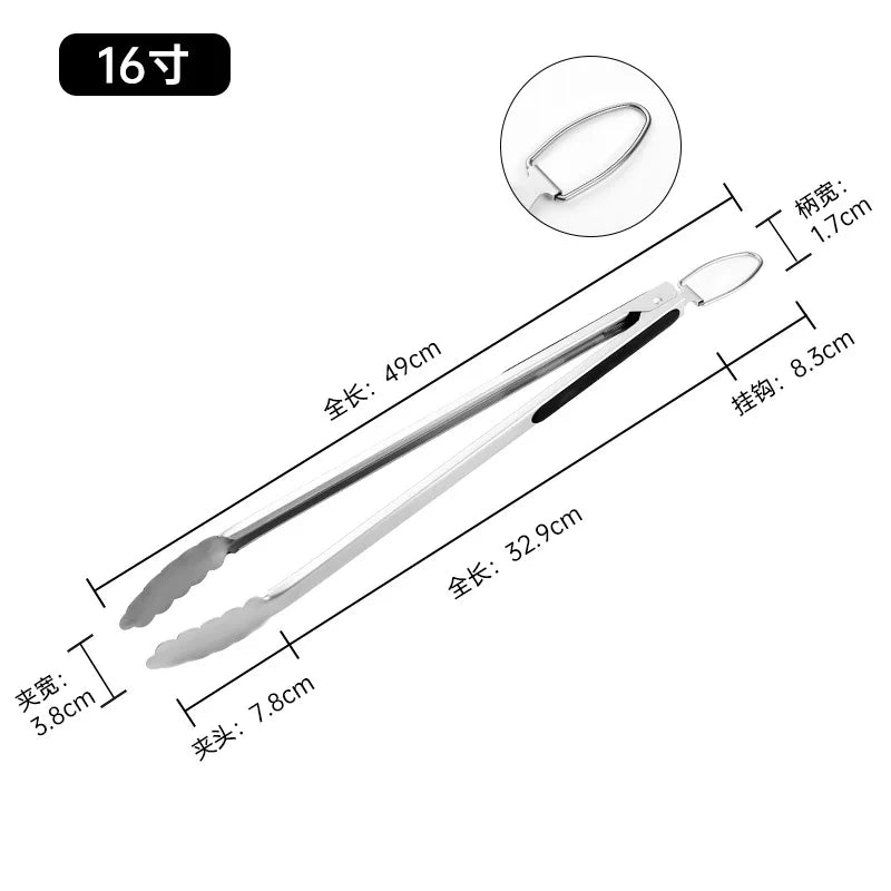 Stainless Steel BBQ Tongs – 7–16 Inch, Cooking & Grilling Tools