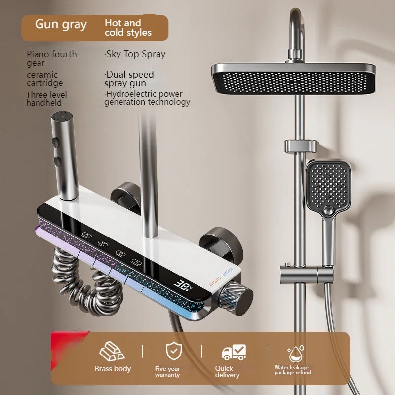 Digital Shower Set — Modern Bathroom System with Starry Sky LED Light & Shower Head.