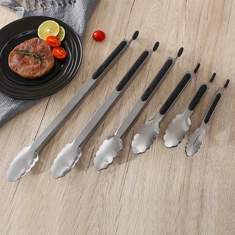 Stainless Steel BBQ Tongs – 7–16 Inch, Cooking & Grilling Tools