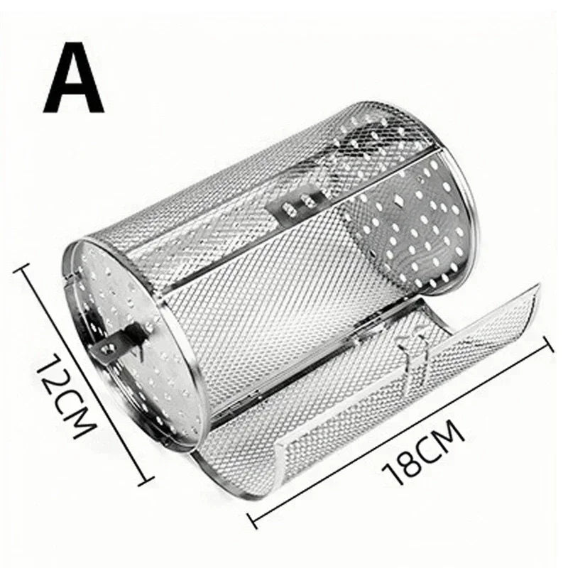 Stainless Steel Rotisserie Basket – Rotary Grill Drum for Nuts, Coffee Beans, BBQ