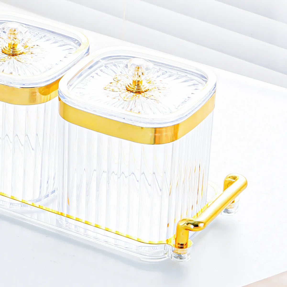 Gold-Plated Transparent Spice Jar Set