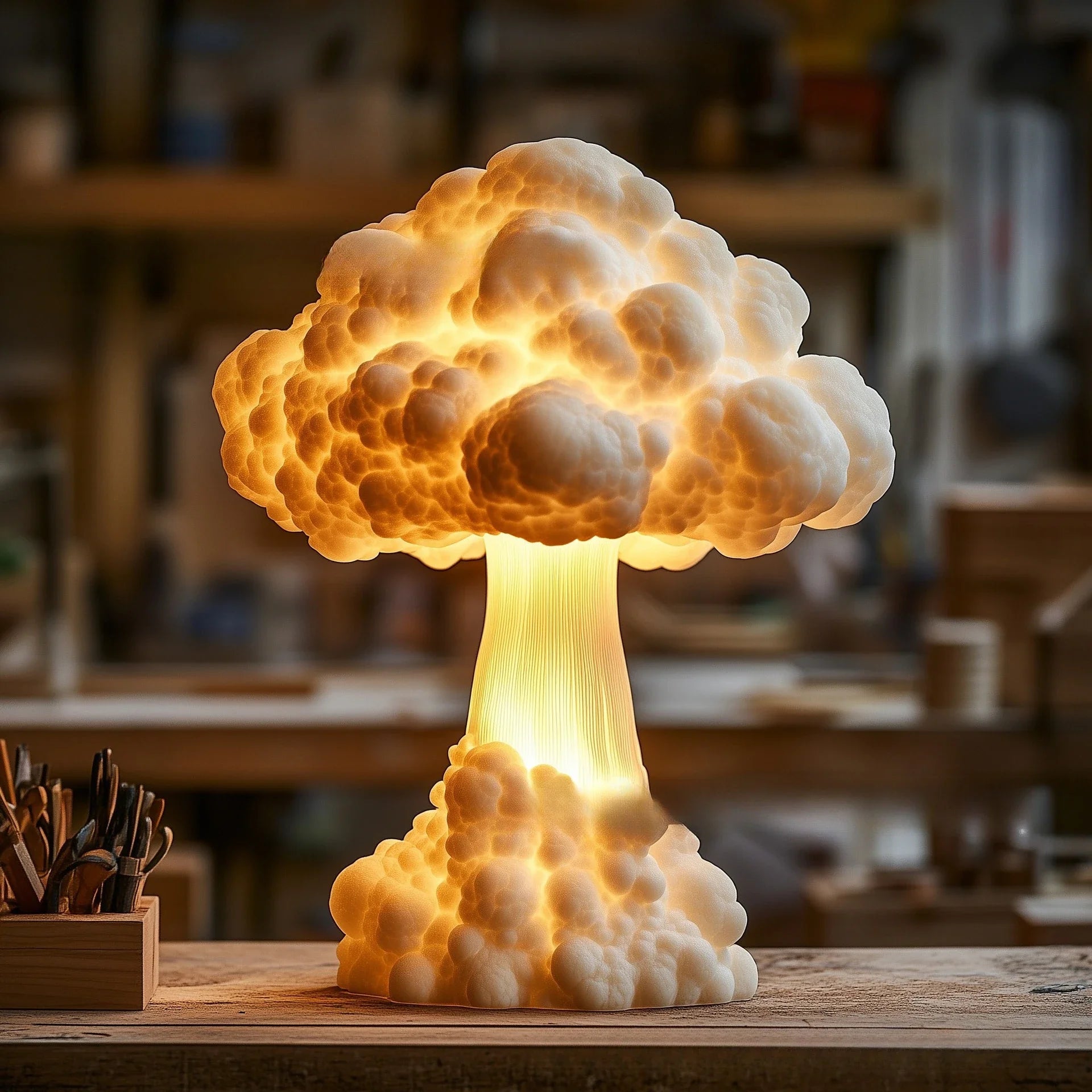 Mushroom cloud USB desk lamp.