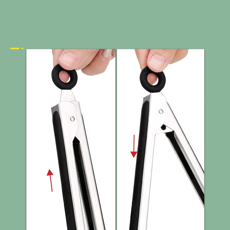 Stainless Steel BBQ Tongs – 7–16 Inch, Cooking & Grilling Tools