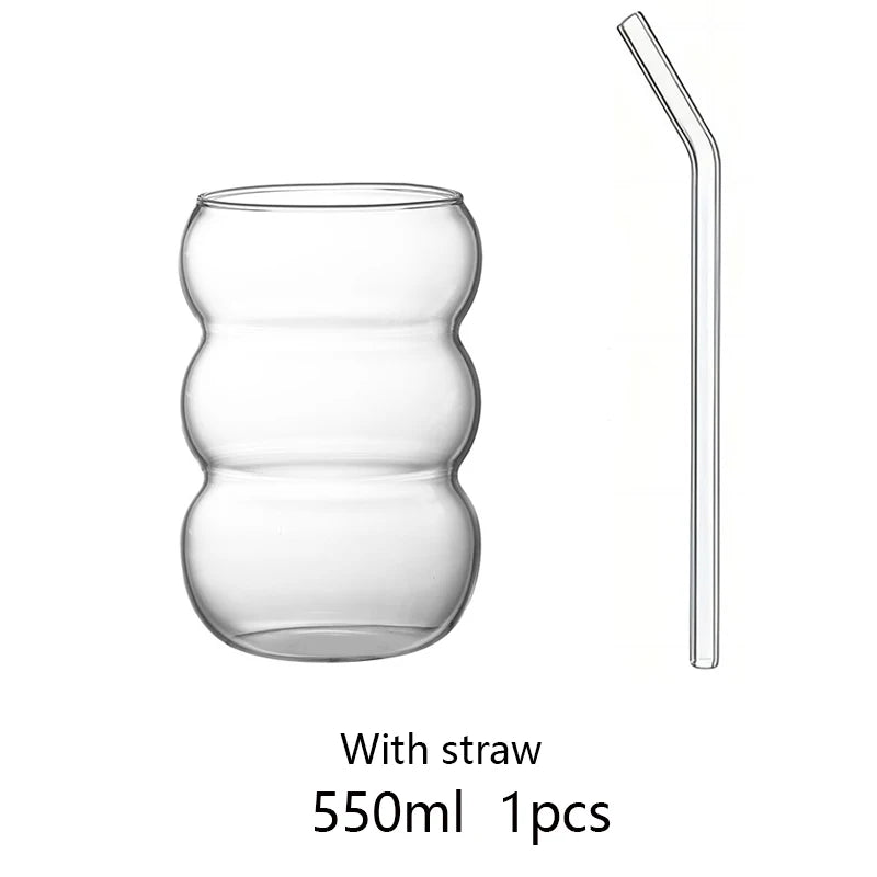Glass Cup – 350/550 ml, With Straw