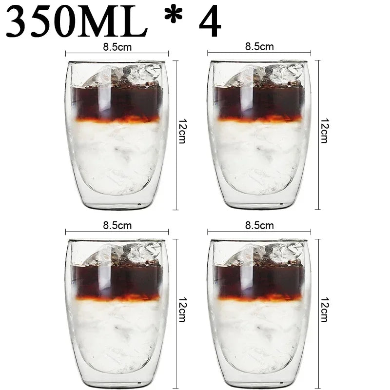 Double-wall glass mugs – heat-resistant. ☕