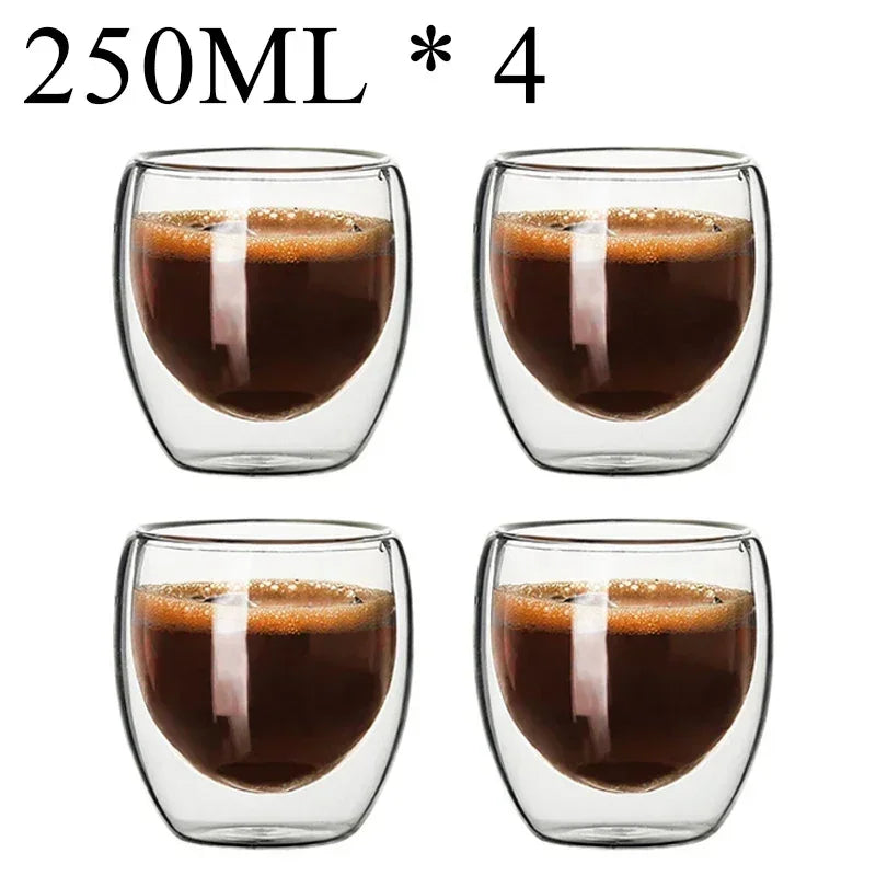 Double-wall glass mugs – heat-resistant. ☕