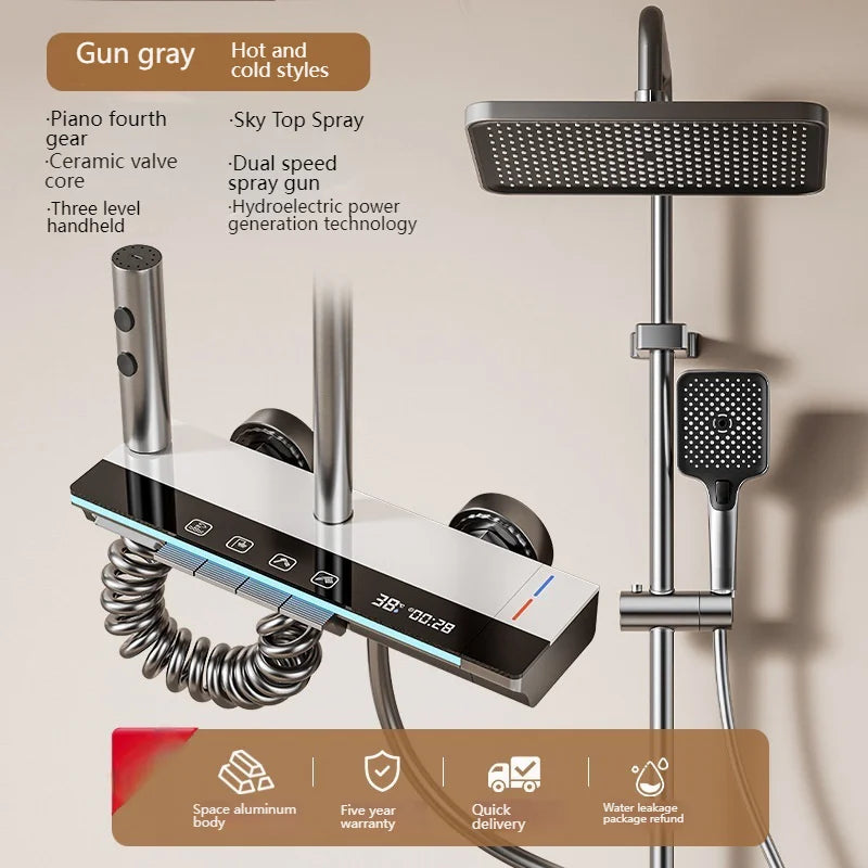 Digital Shower Set — Modern Bathroom System with Starry Sky LED Light & Shower Head.