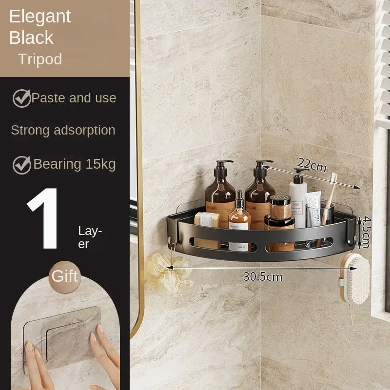 No-drill wall shower shelf.