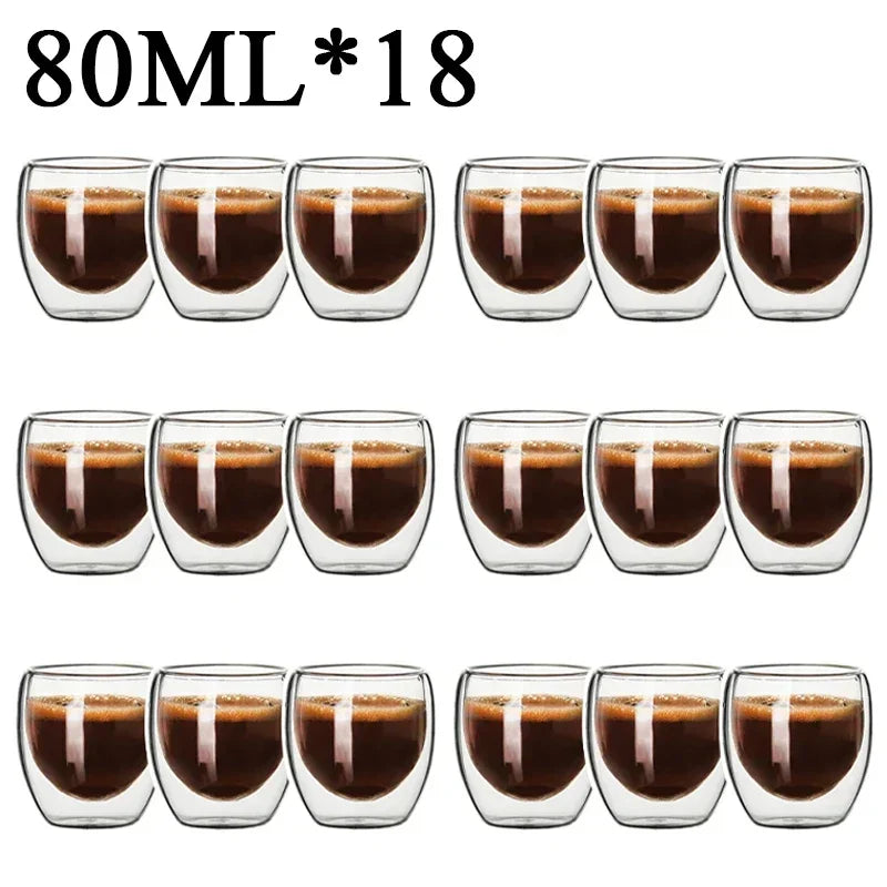 Double-wall glass mugs – heat-resistant. ☕
