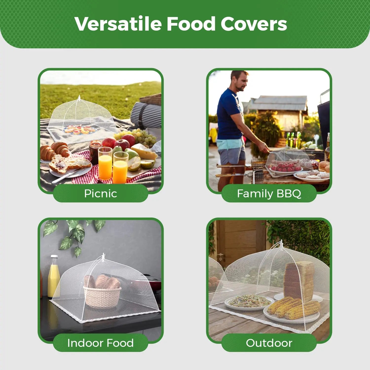Collapsible outdoor food cover